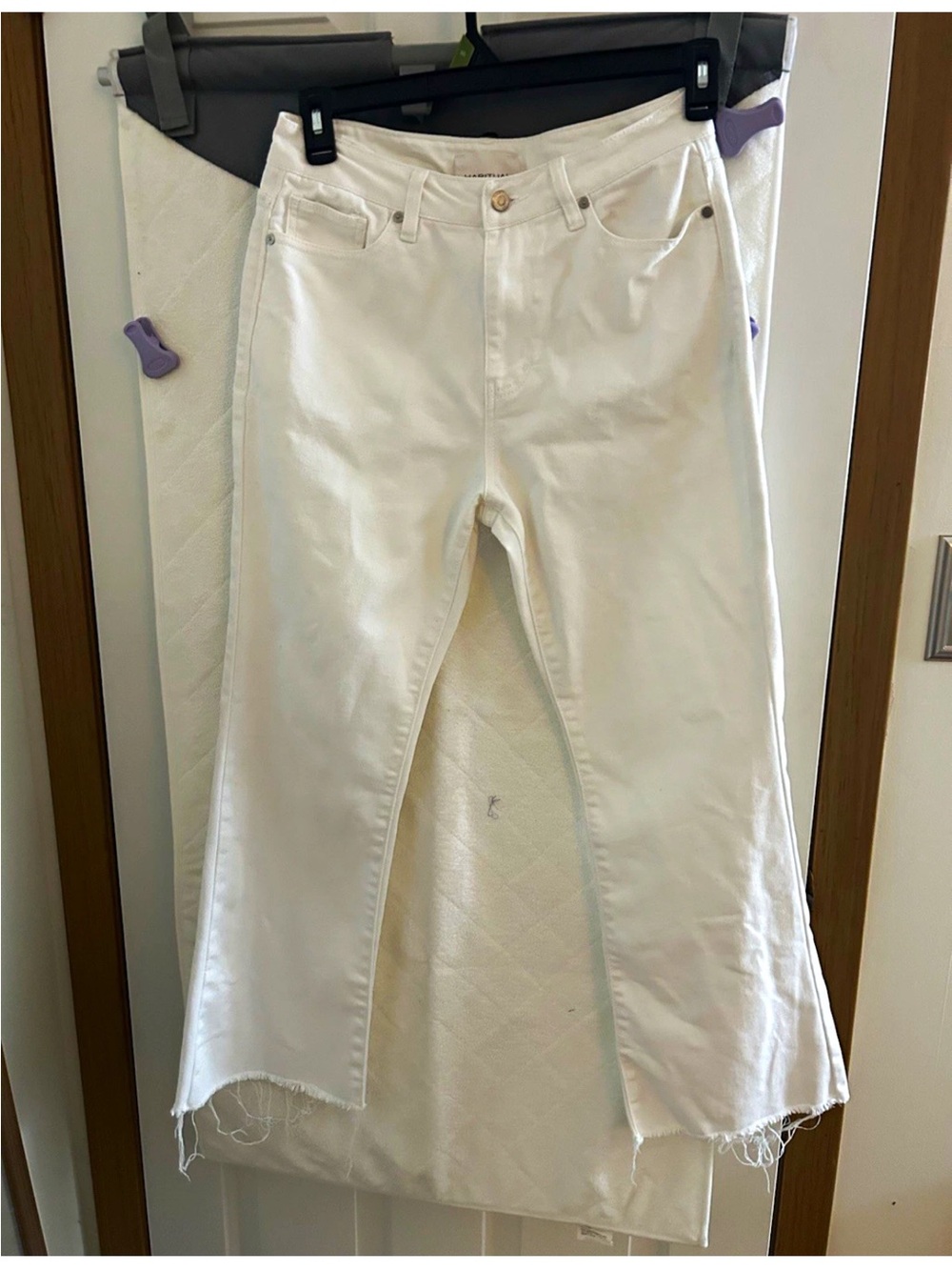 Habitual White Raw-Hem Flare Jeans